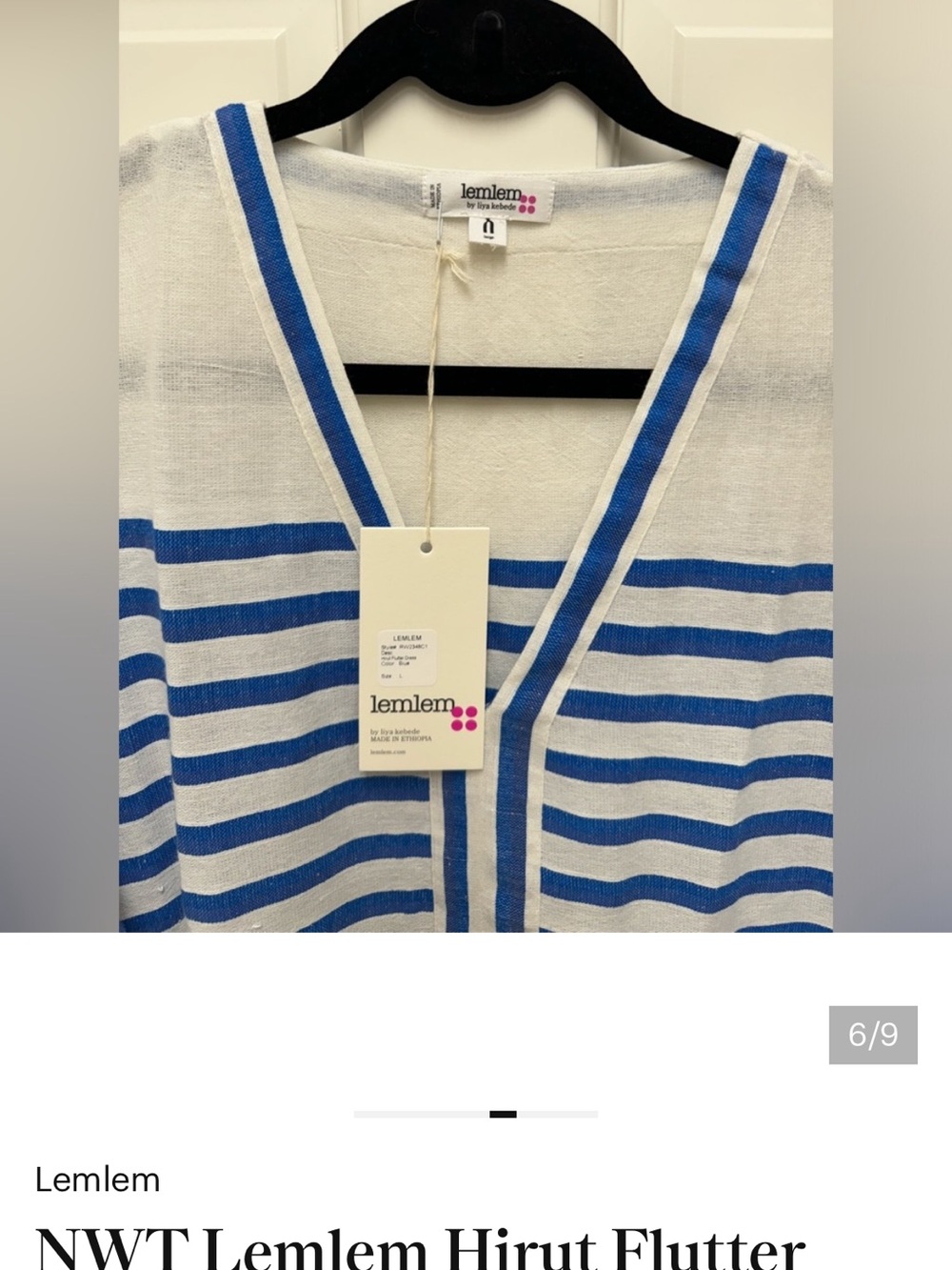 NWT Lemlem Hirut Flutter Dress Blue Yellow Sz Large Reposh - Picture 5 of 7
